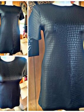 Boohoo Black Faux-Croc Mini Dress